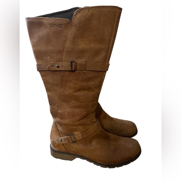 Teva Delavina Tan Leather Boots Sz 6 1/2 - Picture 1 of 11